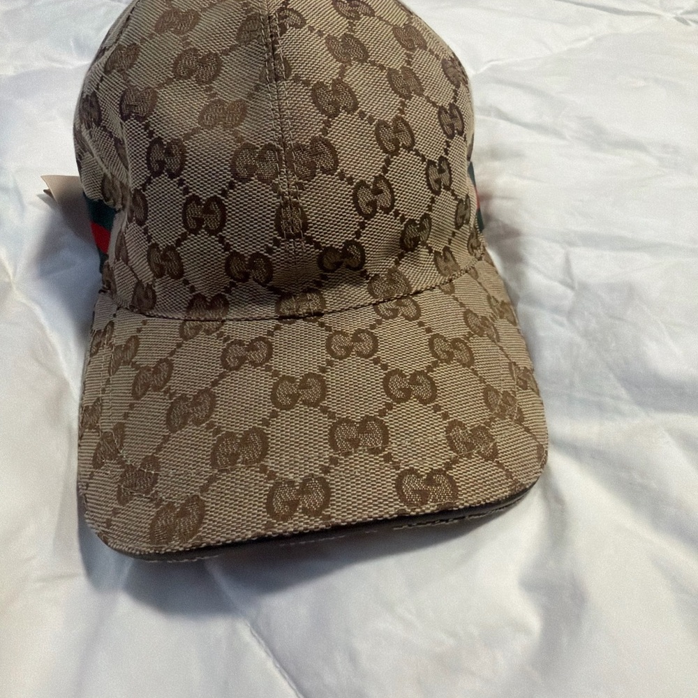 Gucci Beige/Brown GG Canvas Baseball Cap with Web Stripe